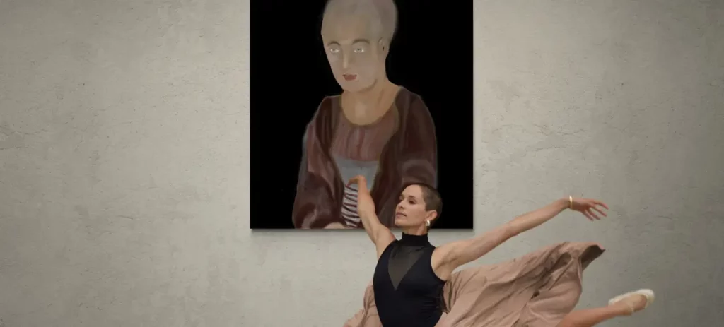 Une vieille femme en art digital derrière une danseuse étoile