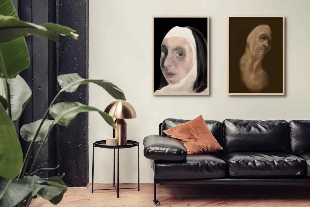 portrait d'une nonne et d'un fantomes en digital painting